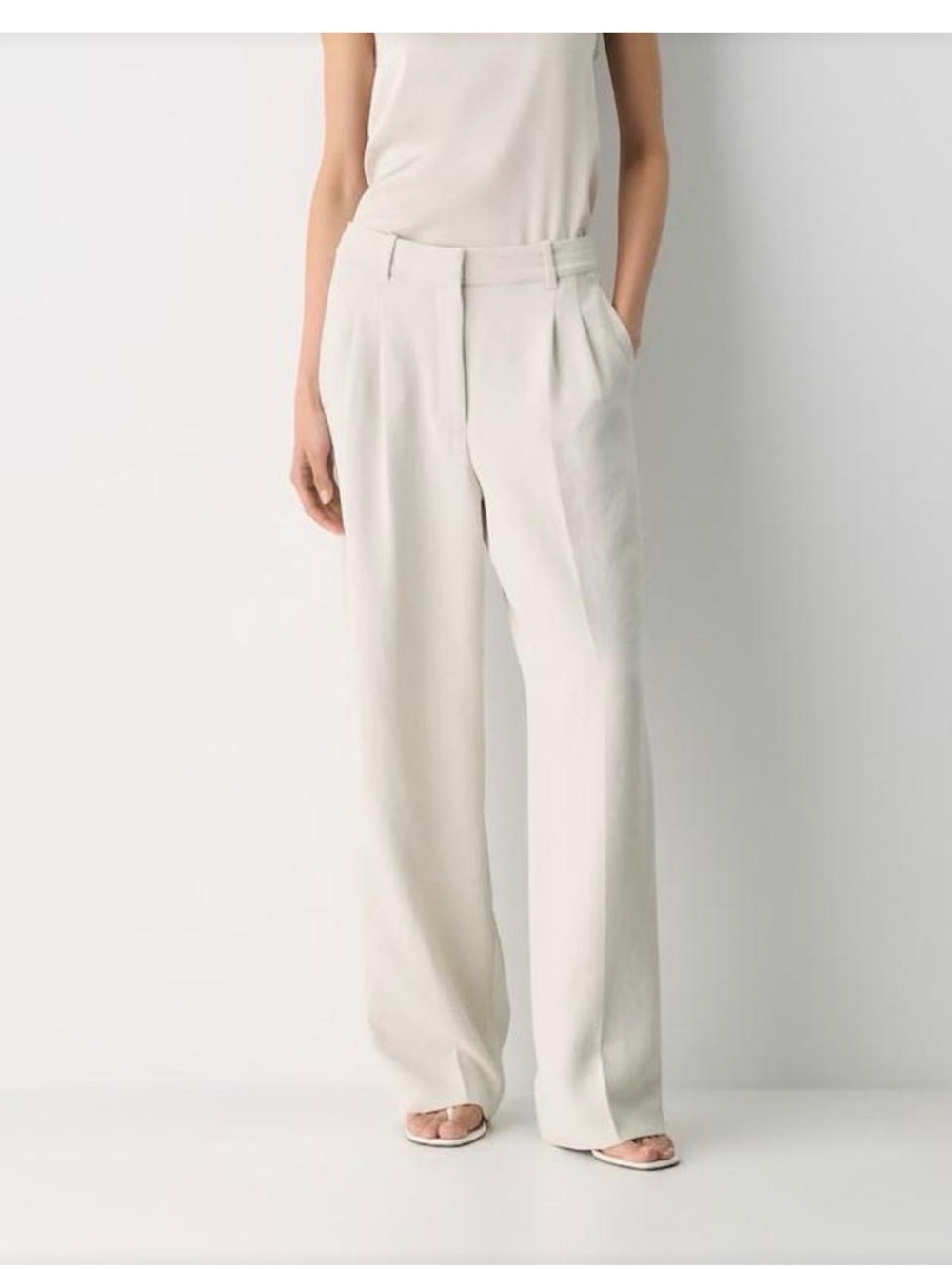 Wilfred Cream Wide-Leg Pleated Trousers - Picture 1 of 6